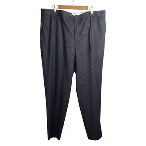 Statement Mens Dress Pants Navy Stripes Flat Front Comfortable Fit SZ 42W/30 NWT